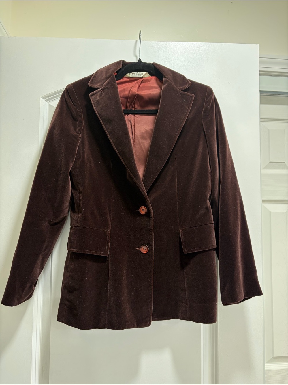 Vintage 70s Koret of California Chocolate Brown Velvet Blazer Jacket - Small (S)